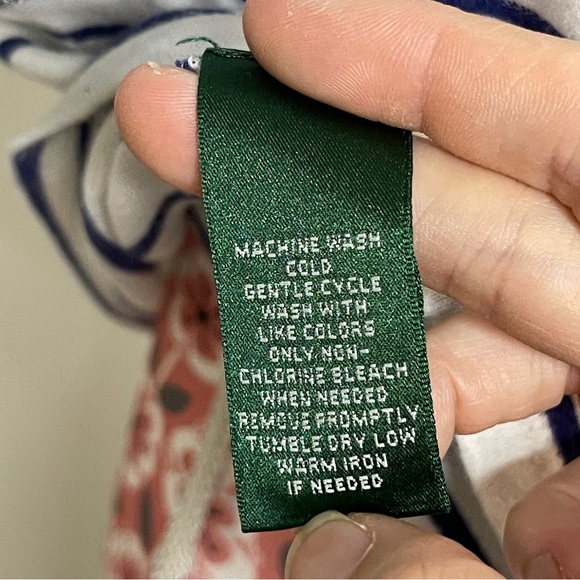 Lauren - Ralph Lauren Petite Medium Striped White/Navy Blue T-Shirt Size - Picture 7 of 7